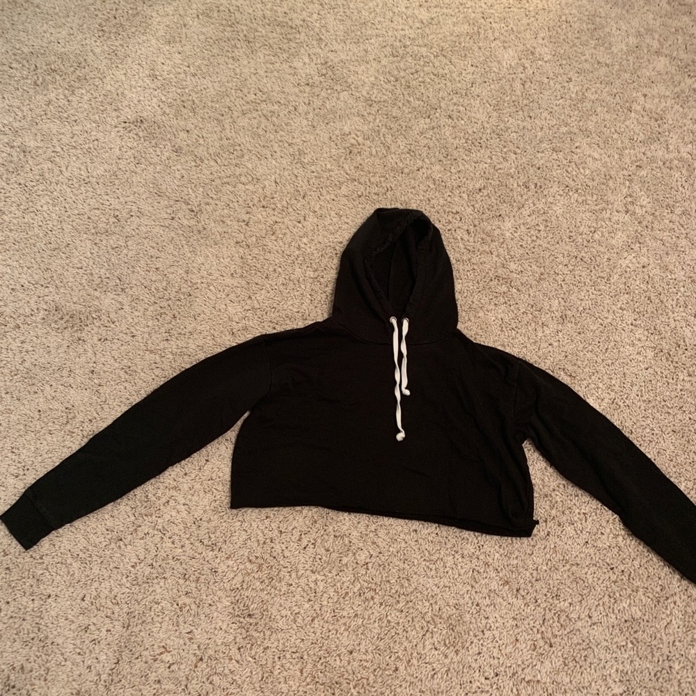Black Cropped Hoodie